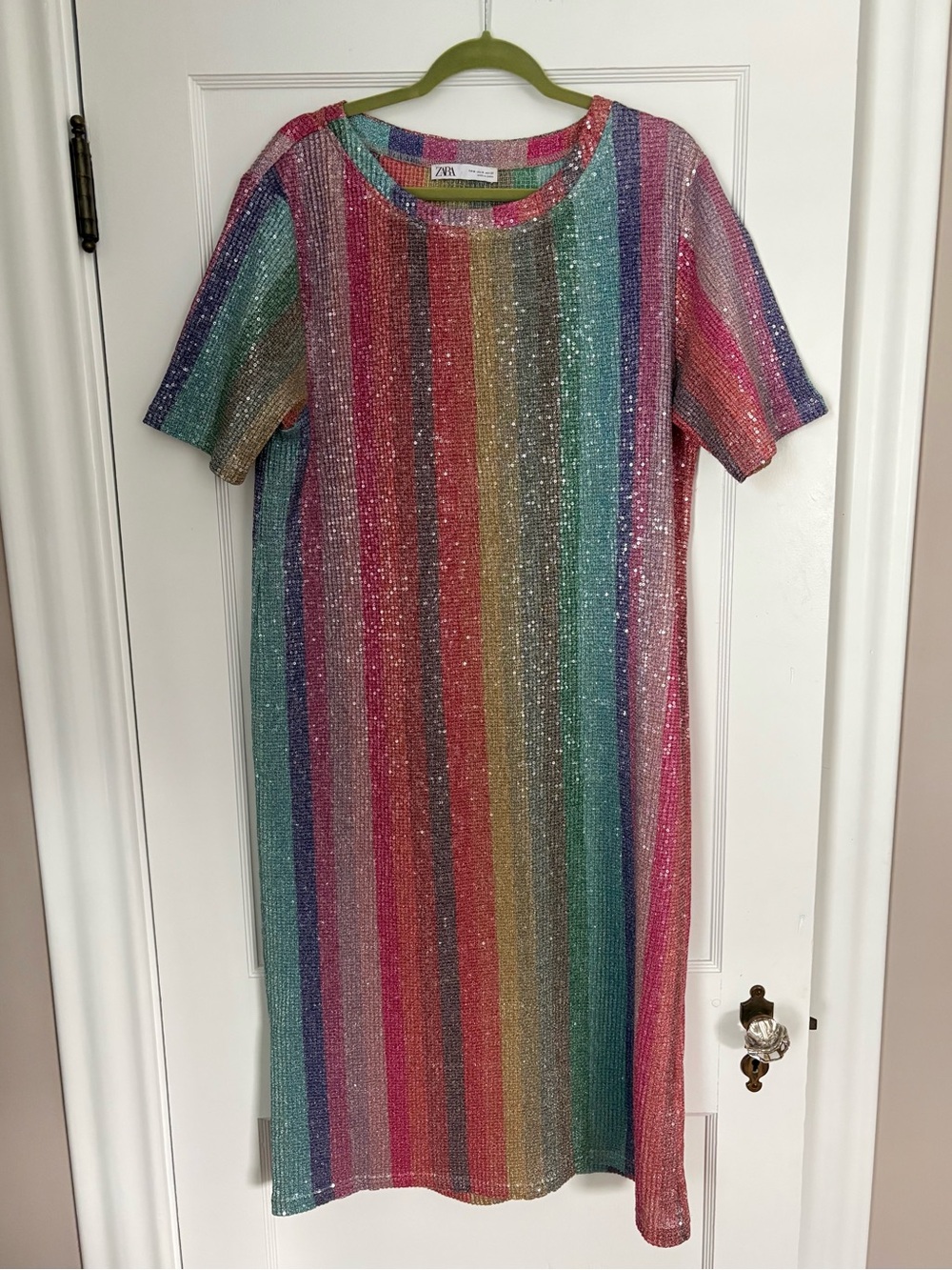 ZARA Rainbow Sequin Stripe Dress - Multicolor